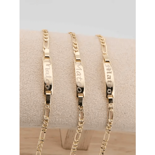 Beautiful 6-inch Gold-Plated Metal Baby Bracelets Fully Customizable Personalize with Name. Leave the name in a Note or Message - TikTok Shop