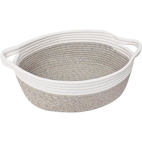 Goodpick Small Woven Baskets for Organizing, Dog Toy Basket, Storage Baskets with Handles, Gift Cute Basket for Decor 12"X 8" X 5" Mixed Brown