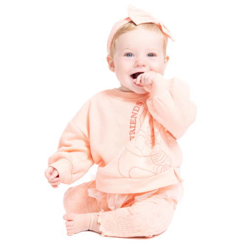 Winnie the Pooh Baby Girls Graphic Tulle Sweatshirt and Printed Leggings with Bow Headband Set, 3-Piece, Sizes 0/3M-24M