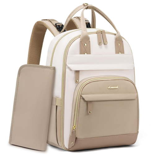 LOVEVOOK Diaper Bag Backpack, Baby Bag with Changing Pad, Large Diaper Backpack Boy Girl, Waterproof Baby Registry Bag for Mom Dad with Stroller Buckles, Beige-khaki