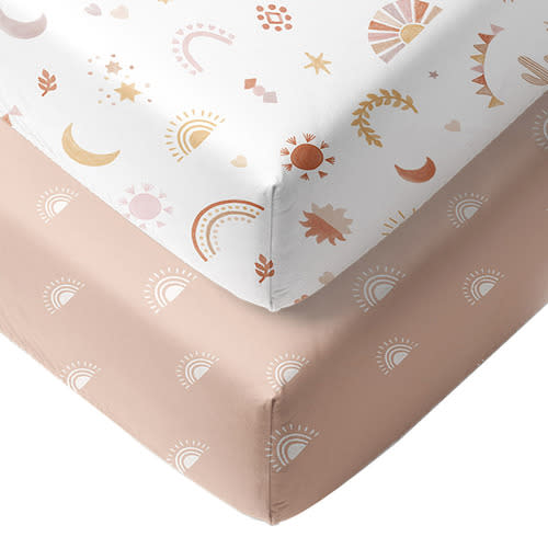 Living Textiles 2 Piece Bohemian Bliss Organic Cotton Cot Fitted Sheet Set