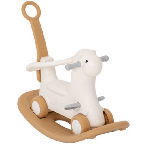 Qaba 4 in 1 Rocking Horse for Toddles 2-5 Years, Baby Ride on Horse with Detachable Push Handle & Balance Board
