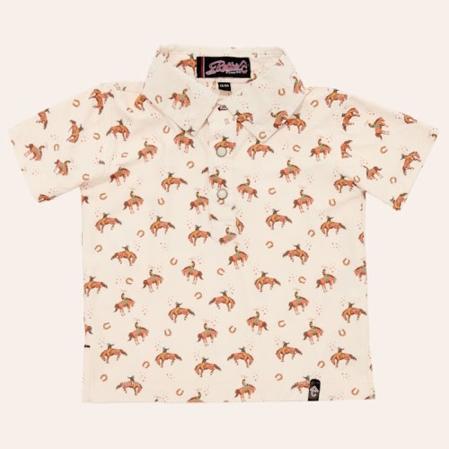 Rafter C Toddler Boys' Off White Conversation Print Pearl Snap Polo Shirt | Cavender's