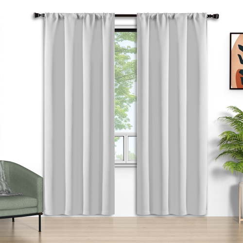 White Blackout Curtains 2 Panels Set, 52x84 inch Rod Pocket Room Darkening Curtains, Thermal Insulated Window Drapes Summer Heat, Solid Privacy assured Curtains for Bedroom Living Room