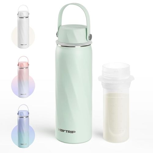 HEYTRIP Breastmilk Cooler Bottle, 20oz Portable Breast Milk Chiller Storage, Stainless Steel Reusable Breastfeeding Essentials for Baby, 36+ Hours Cooling For Travel & Outdoor, TSA Approved, Green