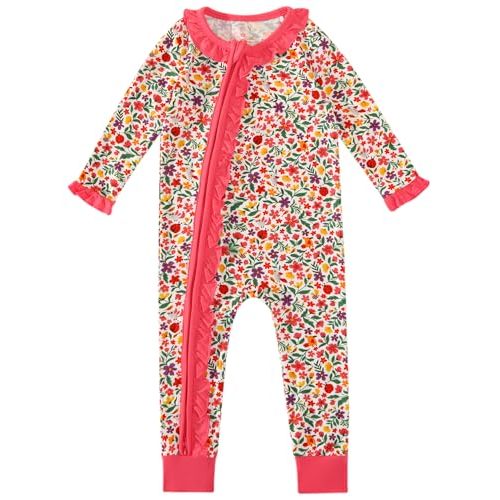 DREAMHALO Baby Girls Rompers-Viscose Made from Bamboo,Long Sleeve Pants Romper Clothes Infant Outfits for Girl