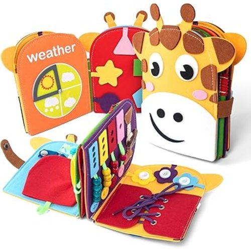 Busy Book for Toddlers 1-3, Montessori Sensory Toys for Kids Age 1-3, Preschool Learning Activities Fine Moto Skills and Early Developmental Education, Ideal for Educational Travel Toys.