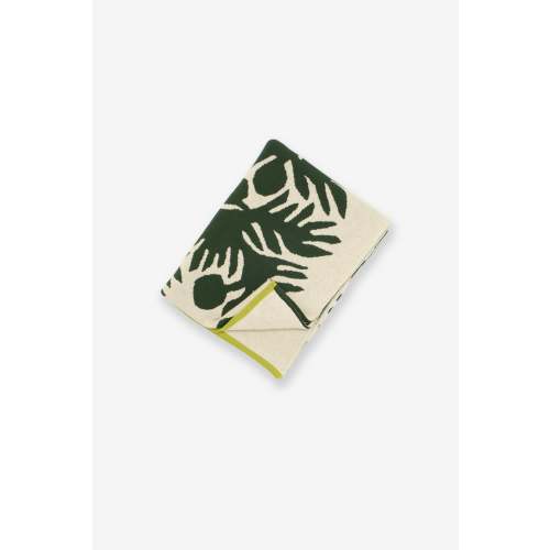 Jacquard Throw Blanket - ʻUlu - Heather Dark Green