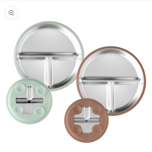 Stainless Steel Plate Set of 2 (Mocha Mousse & Sage Green)
