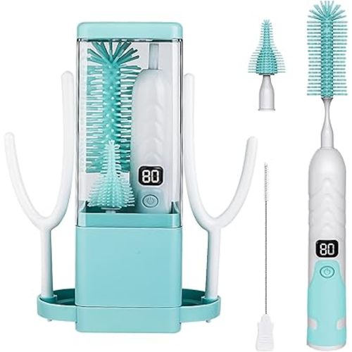 8-in-1 Electric Bottle Brush Cleaner Set with Storage Box – 2 Speed USB-C Rechargeable Bottle Cleaner for Baby Bottles, Nipples & Straws, Waterproof, Portable for Home, Travel & Baby Care