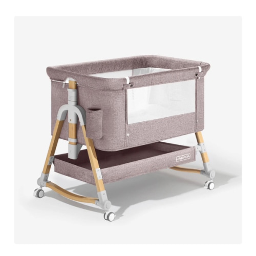 HARPPA Cuddly 3-in-1 Baby Bassinet Bedside Sleeper for Reflux | Attaches to Bed, Adjustable 5 Heights, Non-Toxic & CPSC Certified | Sturdy Aluminum Frame, Portable Wheels, Tool-Free Setup, Gentle Rocking | Perfect for Newborns, Infants, Small Spaces & Saf