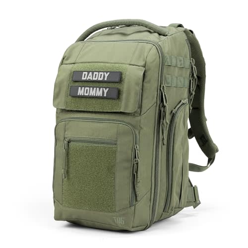 Tactical Baby Gear Everyday Tactical Diaper Bag Backpack for Dads – Includes Changing Mat, Stroller Straps, Built-In Wipes & Cooler Pouch (Ranger Green Everyday)