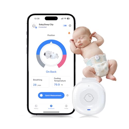 Babytone Smart Baby Monitor – Baby Breathing Monitors with Rollover & Overheating Alarms, Long Battery Life, Real-Time Temperature Tracking, Free App for Infants & Newborns 0-24 Months (Sleep Clip)