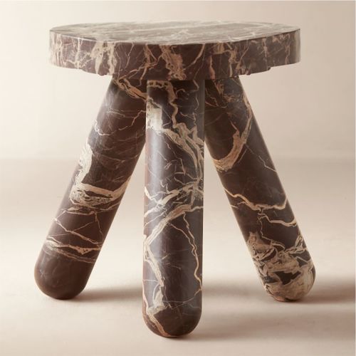 Jaxx Round Red Marble Side Table Tall