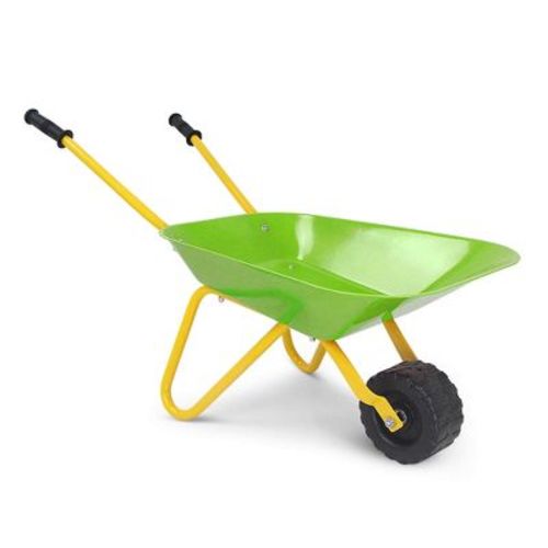 Costway Kids Metal Wheelbarrow Children's Size Outdoor Garden Backyard Play Toy Light Green