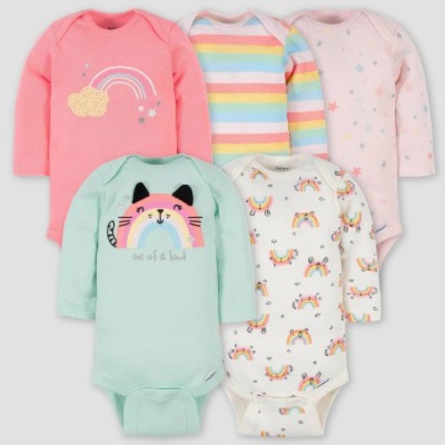 Gerber Baby Girls' 5pk Long Sleeve Onesies