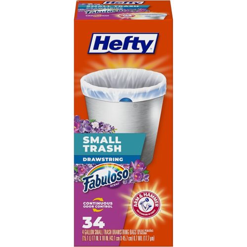 Hefty Small Trash Bags, Fabuloso Scent, 4 Gallon, 34 Count