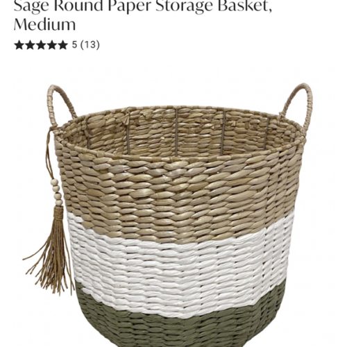 Sage Round Paper Storage Basket Medium | At Home
