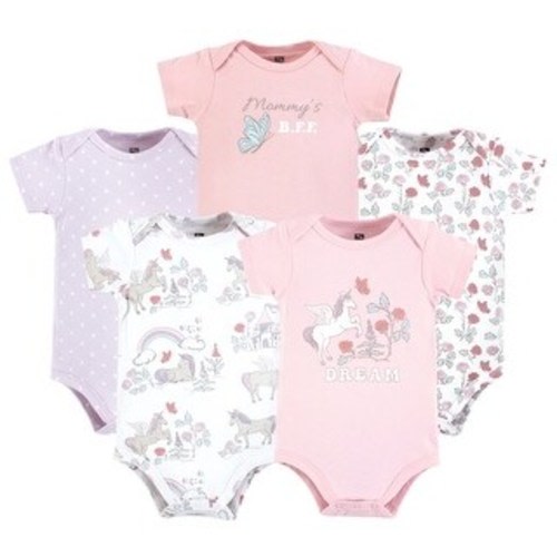 Hudson Baby Infant Girl Cotton Bodysuits, Unicorn Dream World