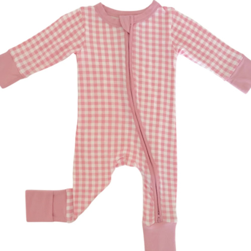 2-Way Convertible Zip Romper, Pink Gingham