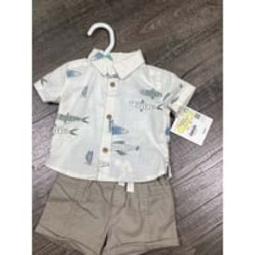 Little Planet By Carters Organic Cotton Baby Outfit Fish Print Shirt 0-3