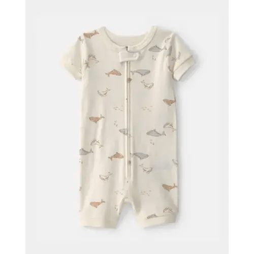 Baby Whale 100% Cotton 1-Piece Romper Pajama - Ivory | Carter's
