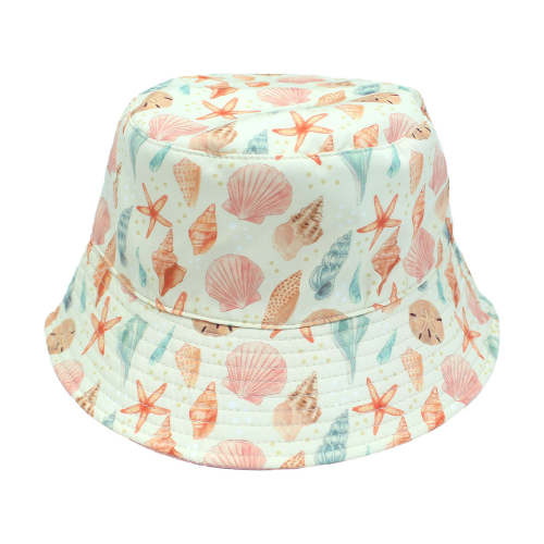 Sandy Seashells and Bubblegum Pink Reversible Bucket Hat