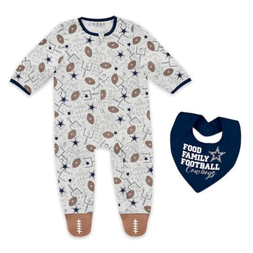Infant & Newborn WEAR by Erin Andrews Dallas Cowboys Sleep and Play Full-Zip Sleeper & Bib Set