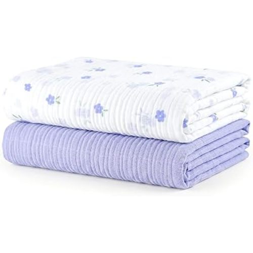 Muslin Swaddle Blankets for Newborns, 2 Pack Multipurpose 100% Organic Cotton, Ultra Soft Breathable Receiving Blanket 47 x 47 inches, Swaddle Wrap for Baby Boys & Girls