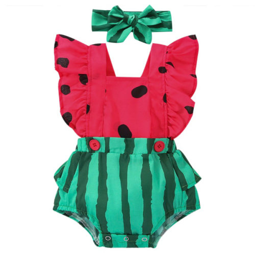SWEET WATERMELON Romper with Headband - Hazel & Bo