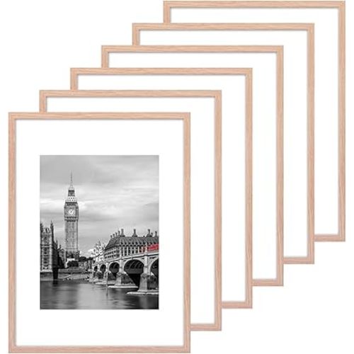 Fixwal 12x16 Poster Frame Set of 6 with Plastic Cover, PVC, Natural