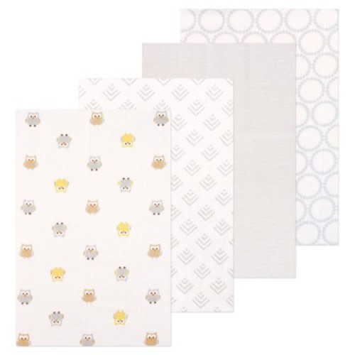 Little Treasure Luvable Friends Flannel Receiving Blankets 4pk, Wise Owl