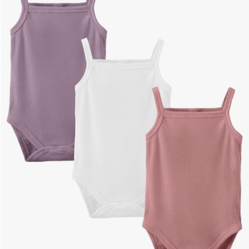 OPAWO Sleeveless Onsies for Baby Girl Bodysuits 3 Pack Neutral Baby Clothes Summer Spaghetti Strap Tank Top Onsies Undershirt
