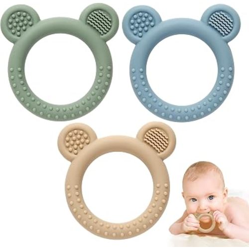 3 Pack Baby Teething Toys, Silicone Teether Toys 3M+ BPA Free