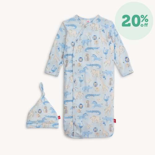 jungle jazz modal magnetic cozy sleeper gown + hat set – Magnetic Me