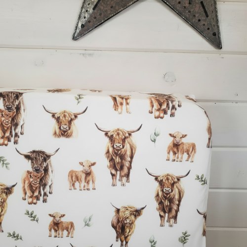 Highland Cow Farm Crib Sheet – DBC Baby Bedding Co