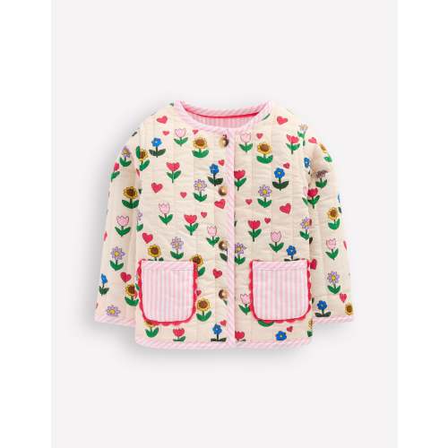Printed Quilted Jacket-Multi Sunflower Garden