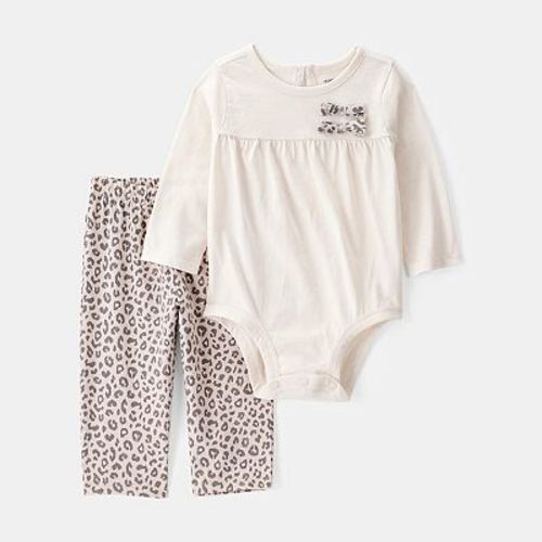 Baby Girl Carter's 2-pc. Long-Sleeve Bodysuit & Pull-On Leopard Pants Set