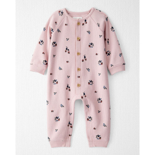 Baby Organic Cotton Waffle Knit Jumpsuit in Berry Blossom Print - Little Planet | Carter's