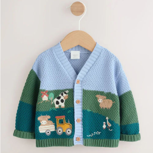 Buy Blue/Green Baby Embroidered Cardigan (12-18 months) from Next USA