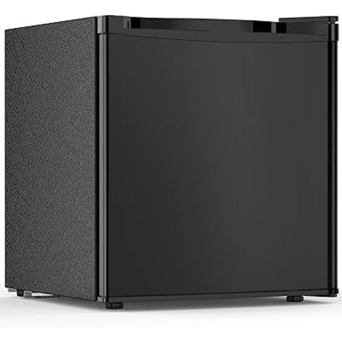 1.6 Cu.ft Mini Fridge with Freezer, Compact Refrigerator, Single Reversible Door, Ultra Quiet, Energy Efficient for Office, Dorm, Bedroom, Apartment, Black