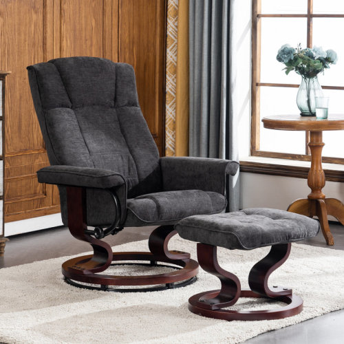 Canora Grey Averyann Swivel Recliner With Ottoman, Manual Recliner Chairs With Wood Base, Chenille Fabric & Reviews | Wayfair