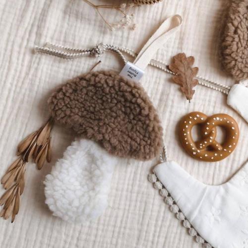Teddy Mushroom Pacifier Holder | Forest Baby Shower Gift | Woodland Nursery Decor