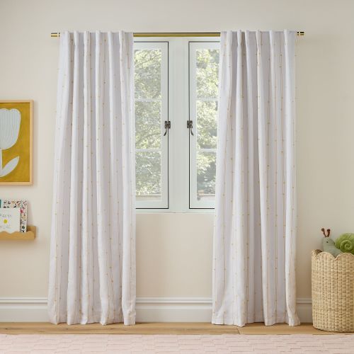 Linear Pom Pom Curtain w/ Blackout Liner - Yellow