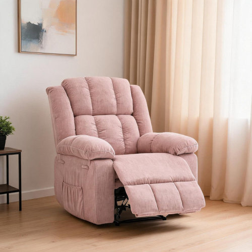 Trinx Oversized Pink Recliner Chair for Adults, 150° Manual Recliner with Footrest, Extra Wide Nursery Reading Chair | Wayfair