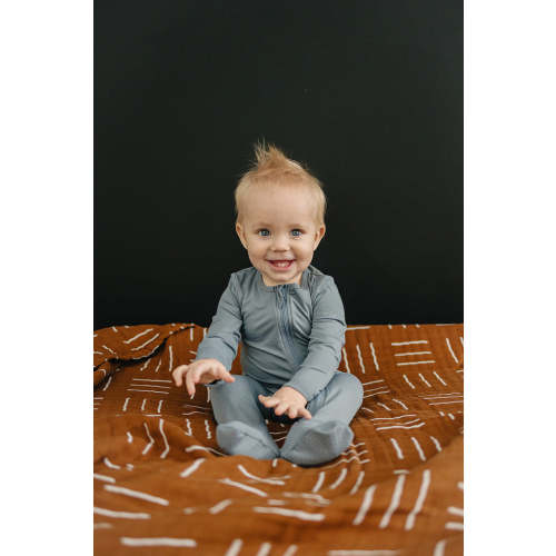 Dusty Blue Footed Zipper Pajama | Bamboo | Baby Essentials