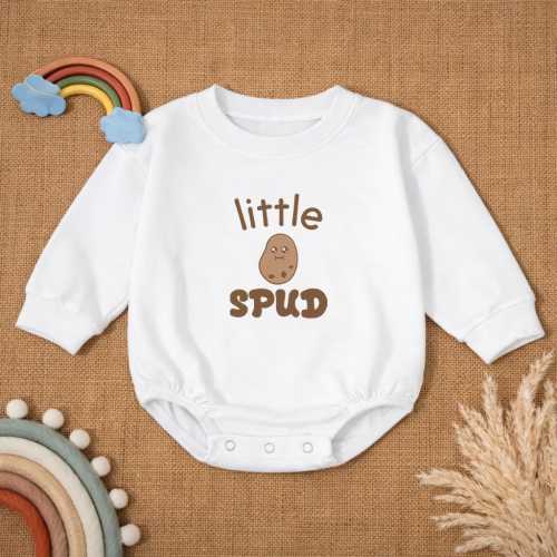 Little Spud Embroidered Baby Romper, Cute Potato Baby Outfit