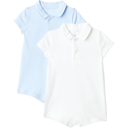 Amazon Essentials x Sofia Grainge Baby Boys' Short Sleeve Cotton Polo Romper, Pack of 2