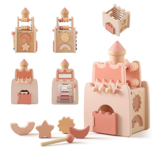 Wooden Montessori Activity Cube for Preschoolers 3-5 Multi-Sensory Learning Toy, Educational and Screen-Free Birthday for Kids