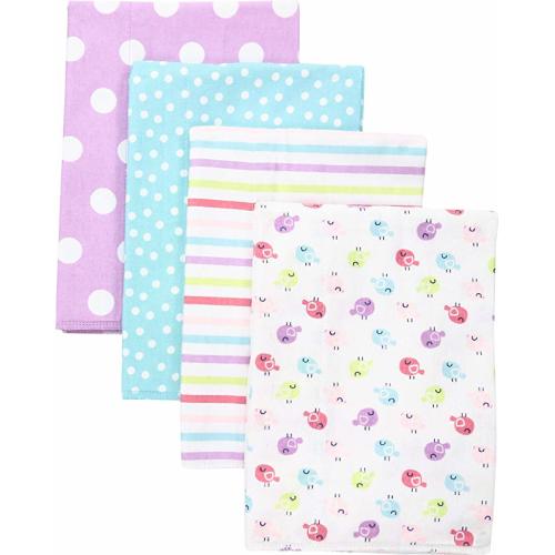 Gerber Baby Girls' 4-Pack Flannel Burp Cloth - 20" x 14" - Little Birdie